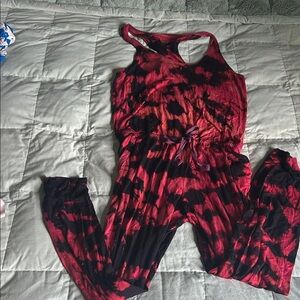 Aerie Red and Black Tie-Dye Top